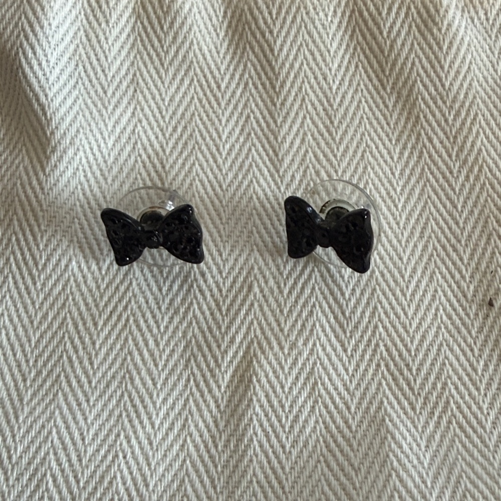 Betsey Johnson Black Bow Kids Stud Earrings